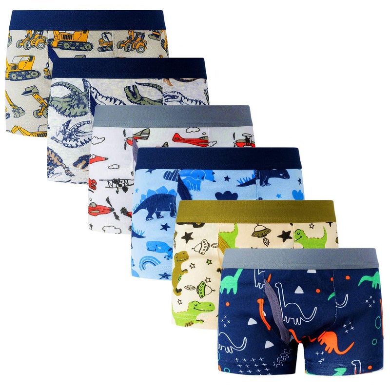 Cczmfeas Boys Toddler Dinosaur Cotton Underwear Boxer Briefs 6 Pack (4T, 6 Pack- Blue) - Image 1